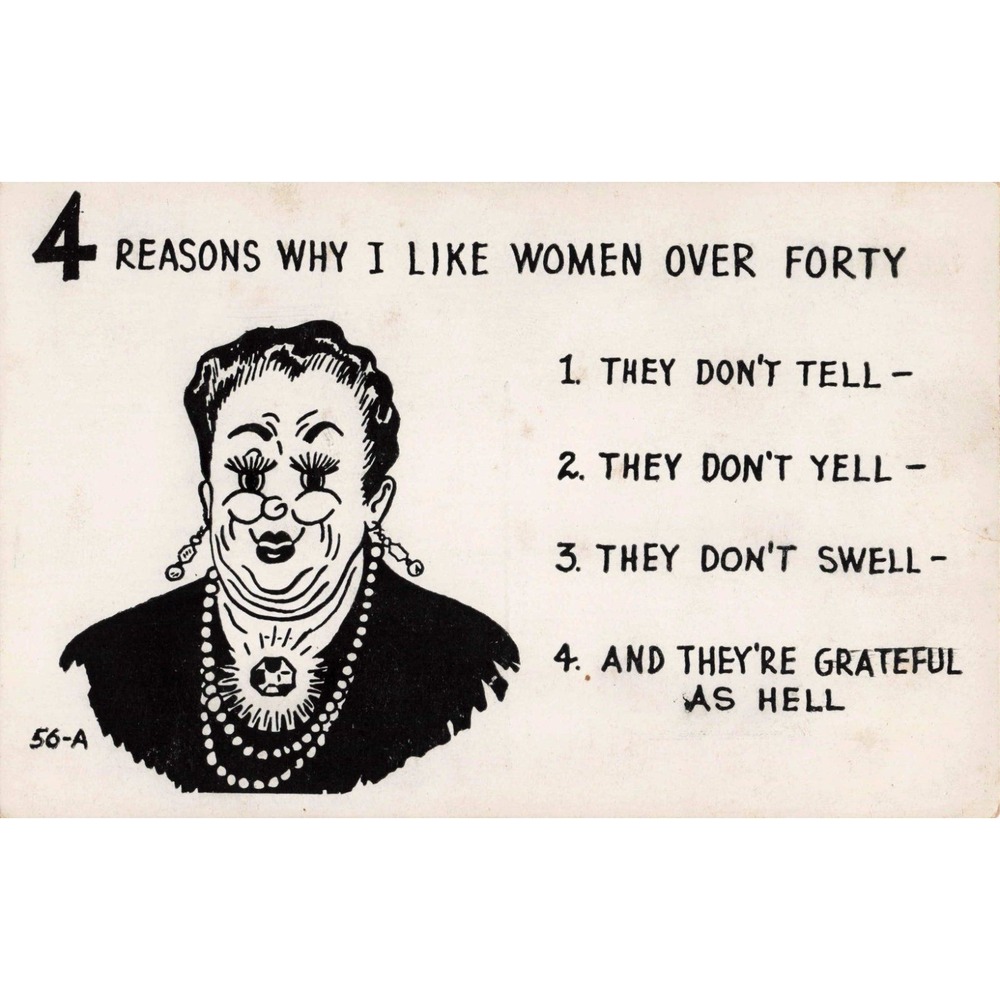Vintage 4 Reasons Why I Like Women Over Forty Humorous Postcard B.H.T.P. 56-A - Picture 1 of 2